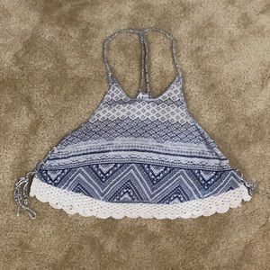 Rip curl blue and white crop tank top